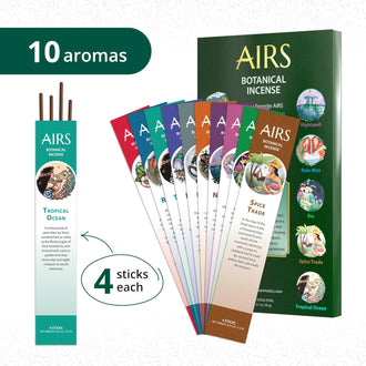 AIRS Botanical Incense Sampler 40 Long-Lasting Incense Sticks Plus 3 Free Perfume Samples