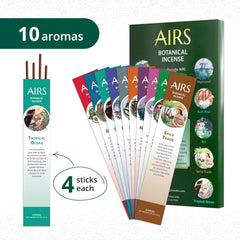 AIRS Incense Variety Pack 40 Long-Lasting Incense Sticks Plus 3 Free Perfume Samples